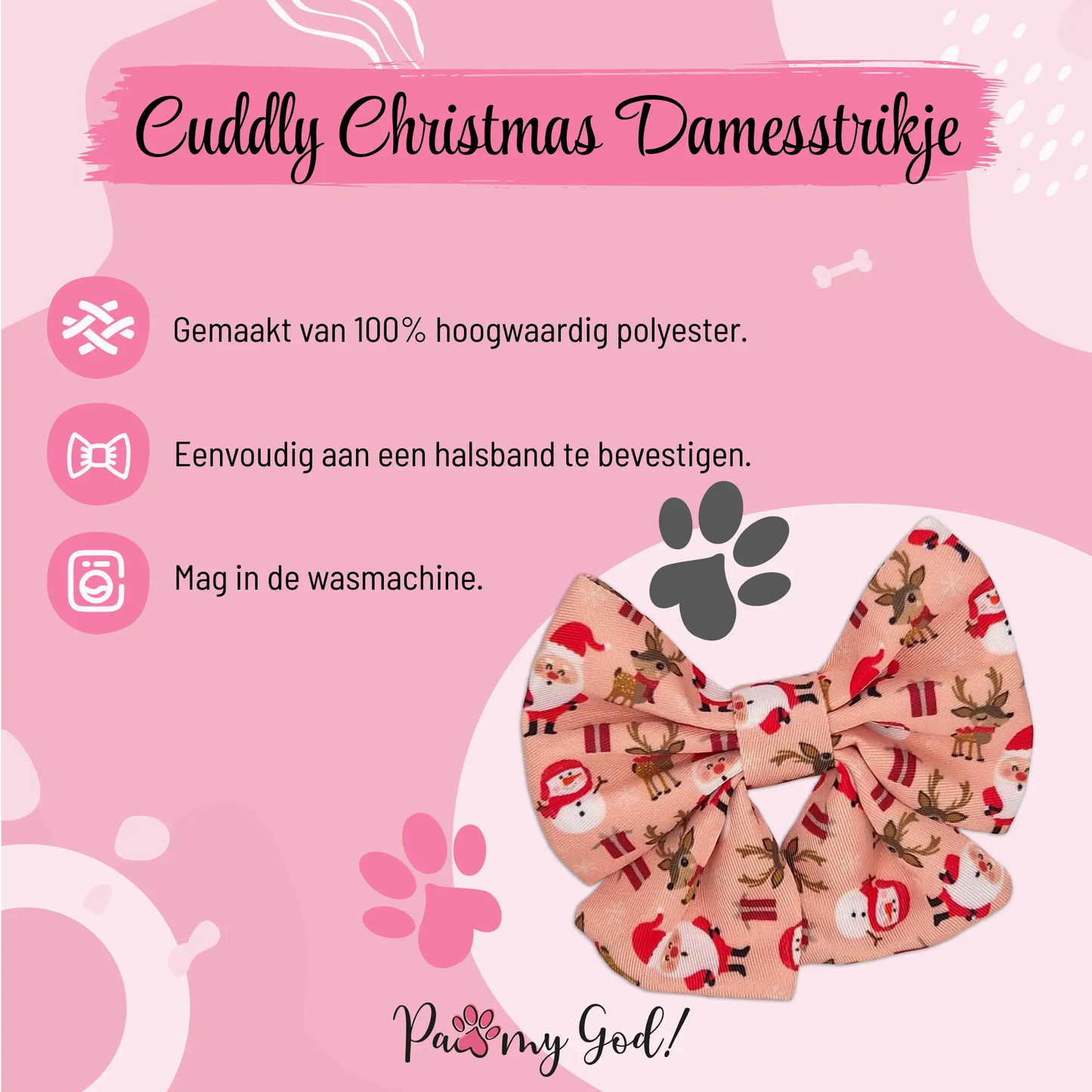 Cuddly Christmas Lady Bow Features