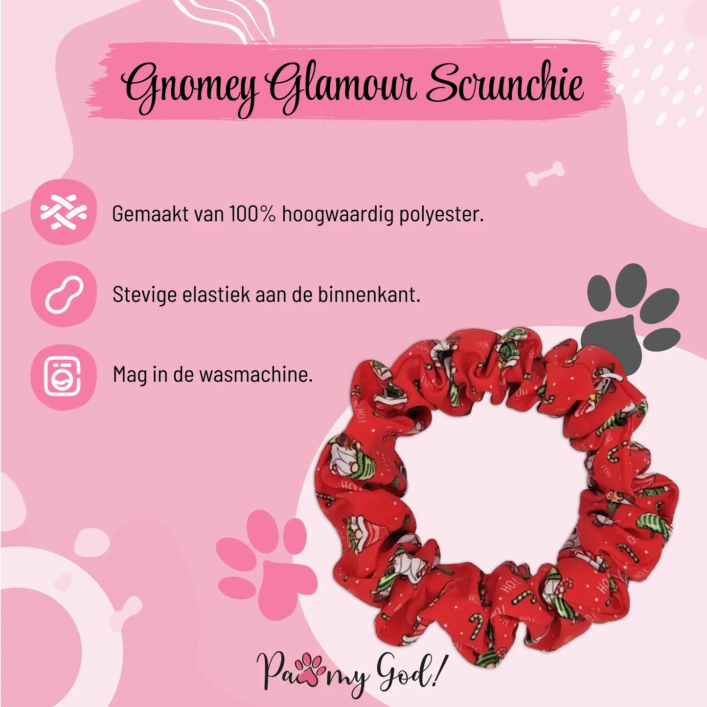 Gnomey Glamour Scrunchie Features