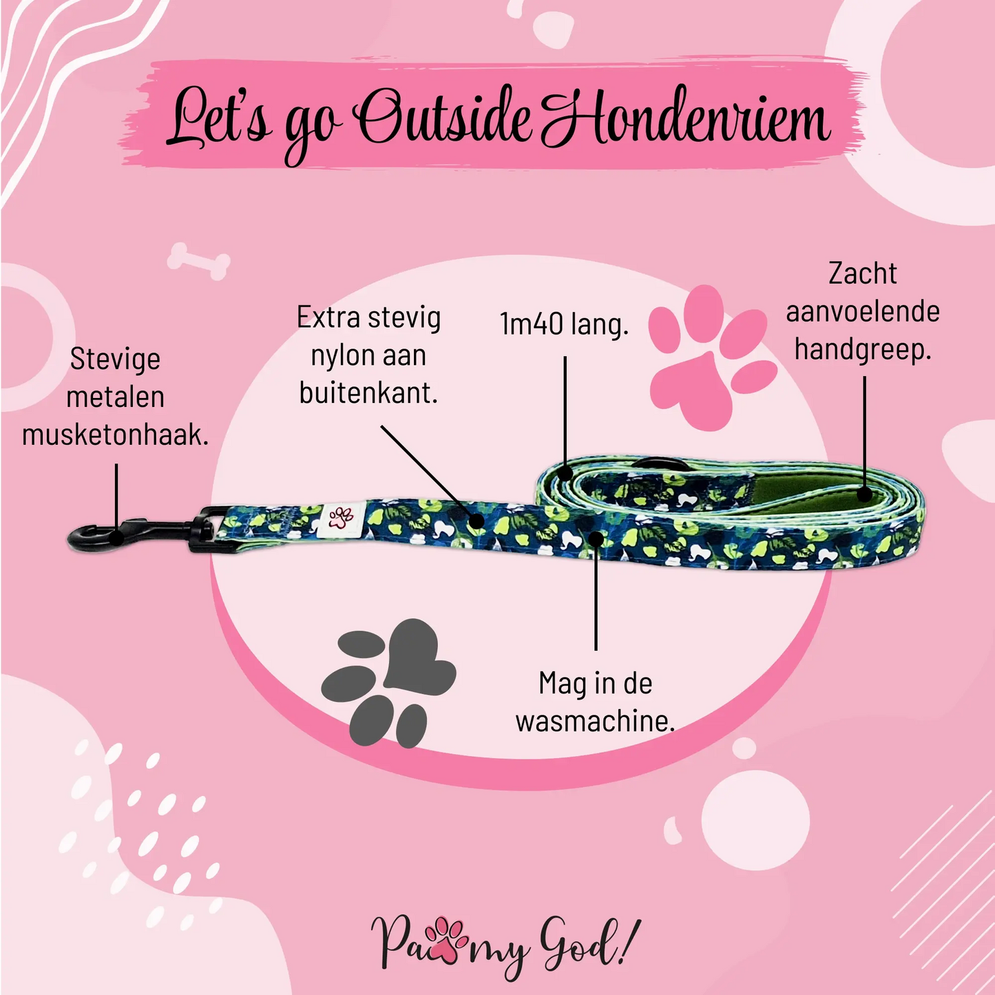 Let's go Outside Cloth Leash Features