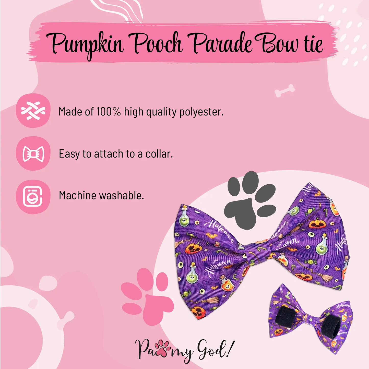 Pumpkin Pooch Parade Bow Tie Features