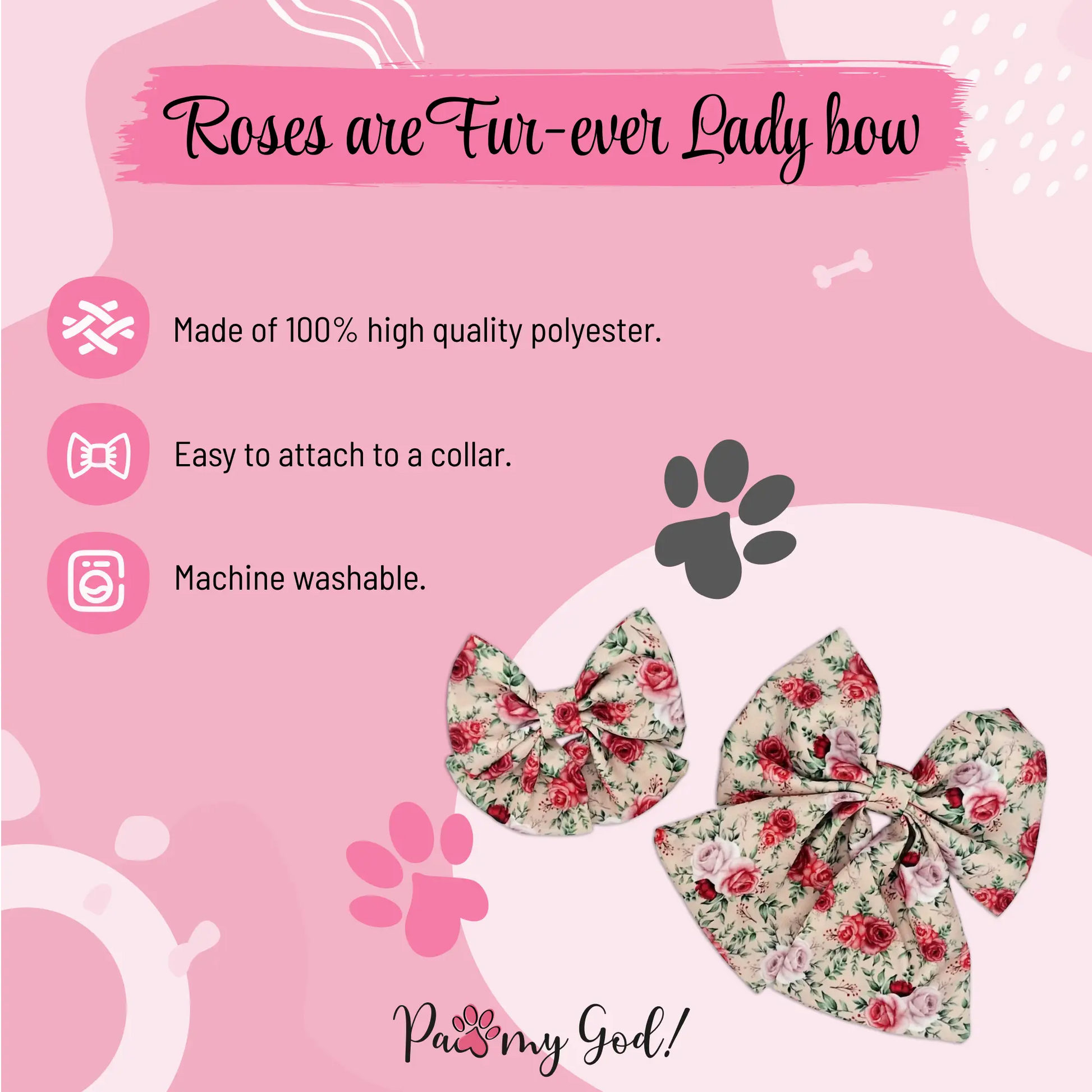 Roses are Fur-ever Lady Bow Features
