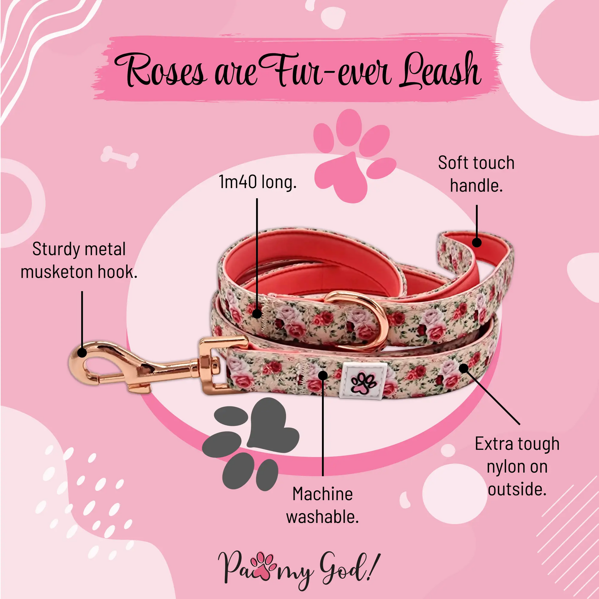 Roses are Fur-ever Leash Features