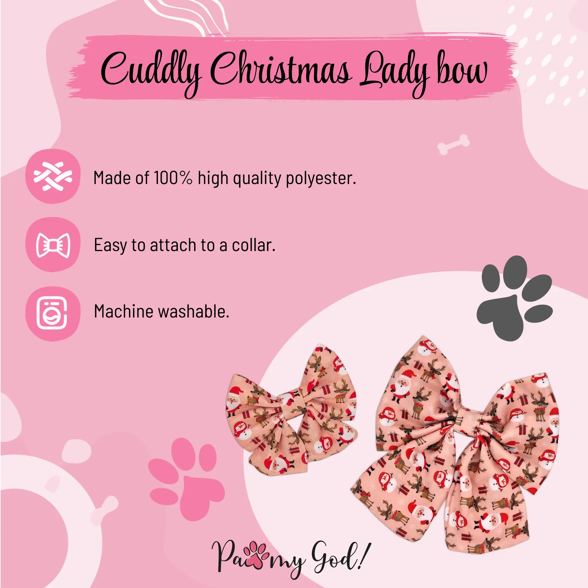 Cuddly Christmas Lady Bow Features