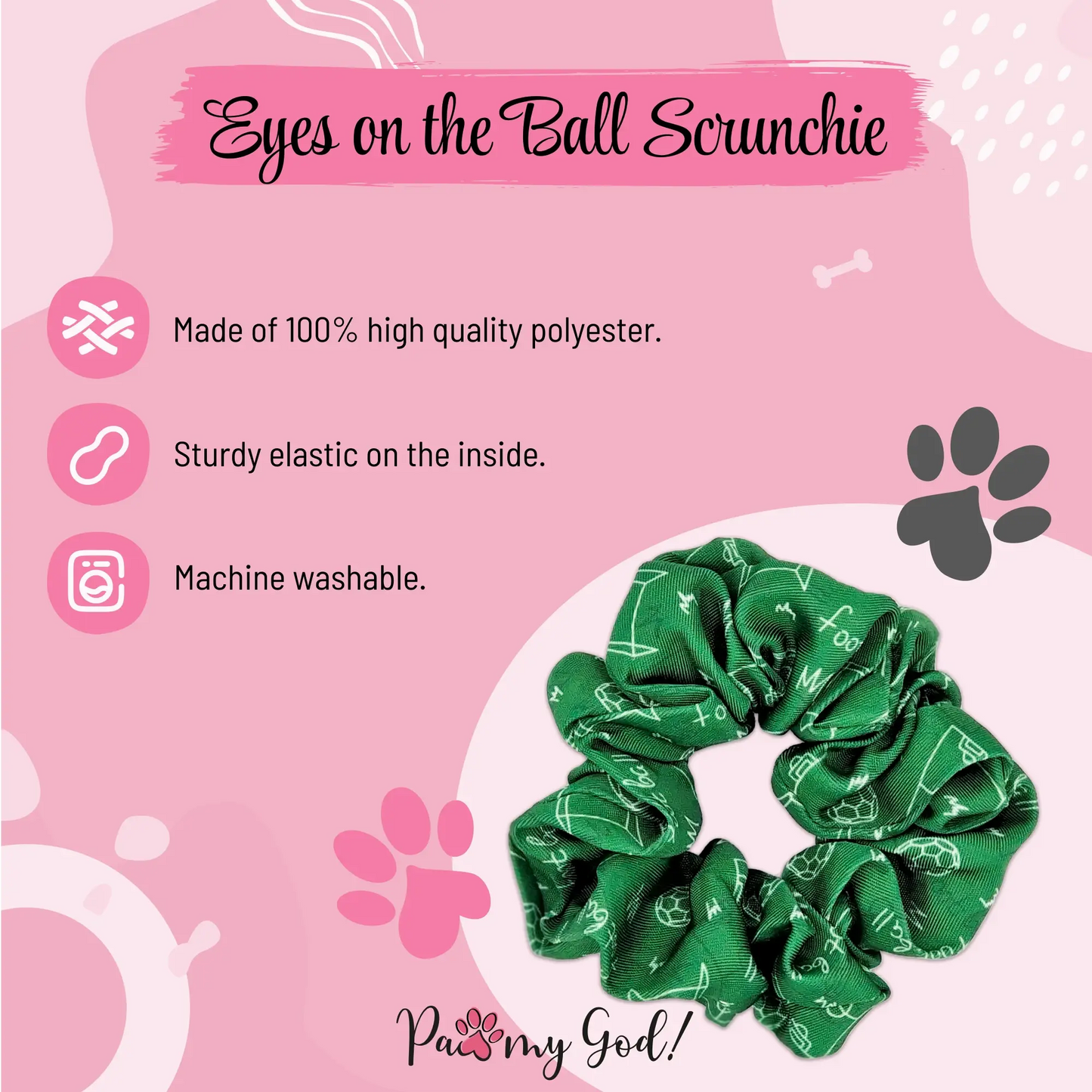 Eyes on the Ball Scrunchie Features