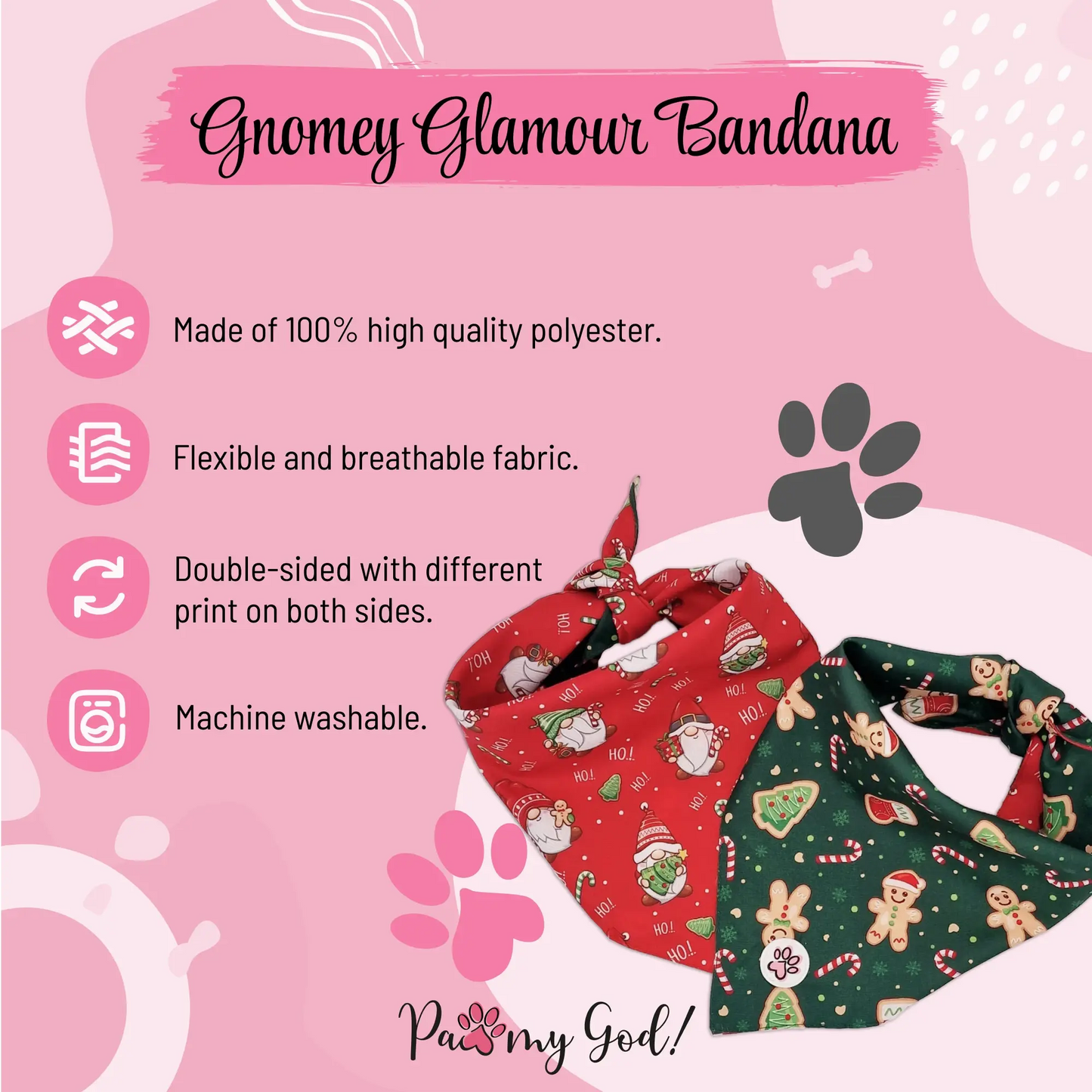 Gnomey Glamour Bandana Features
