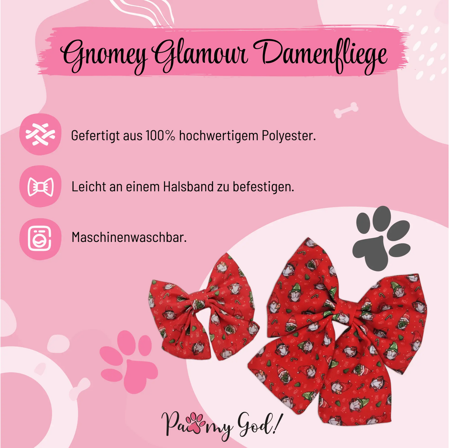 Gnomey Glamour Lady Bow Features