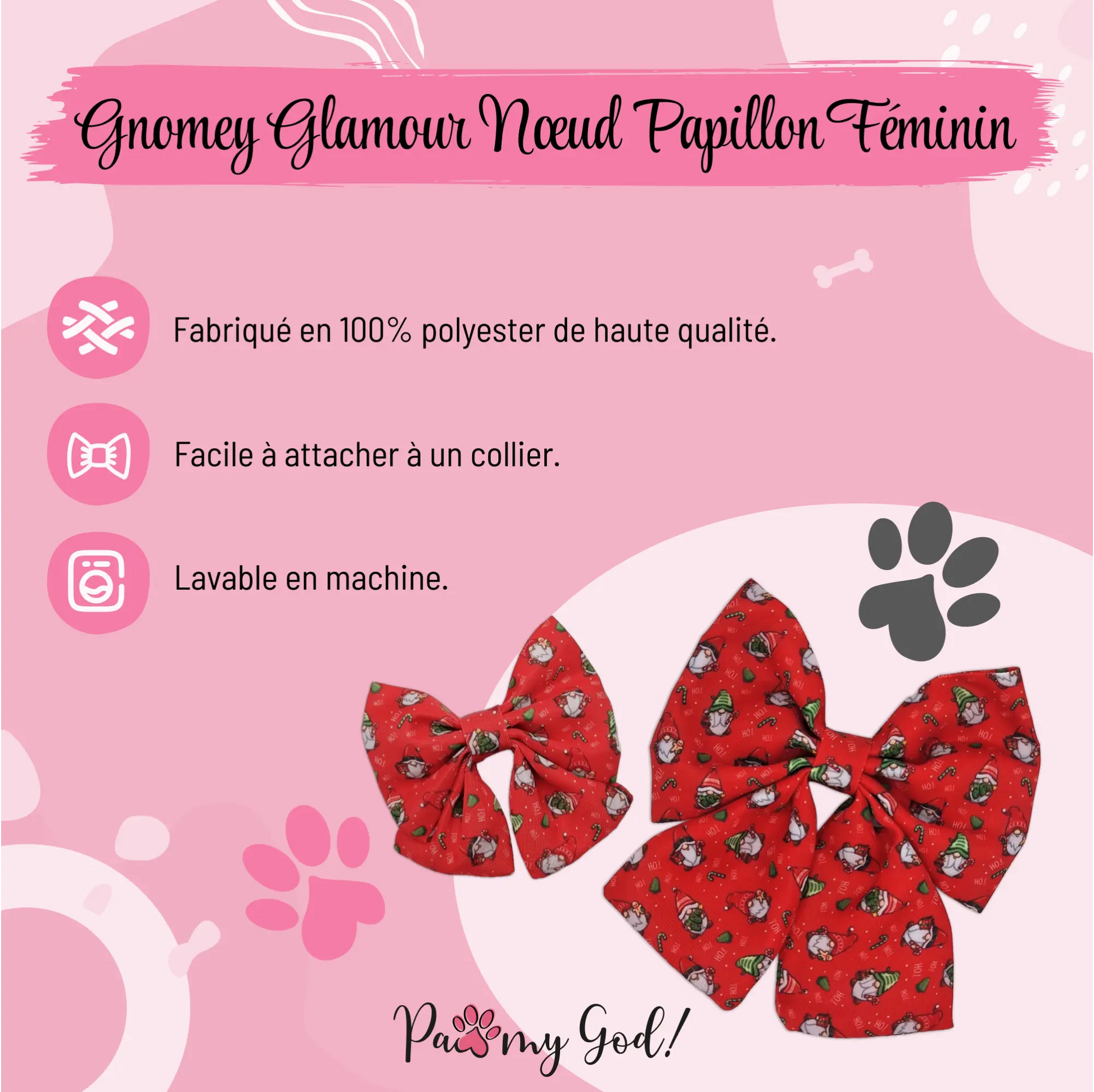 Gnomey Glamour Lady Bow Features