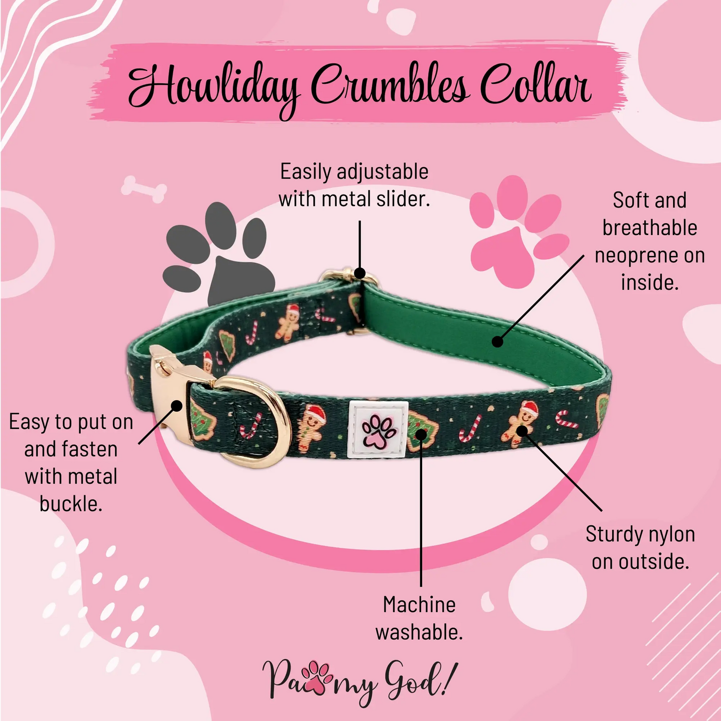 Howliday Crumbles Cloth Collar Features