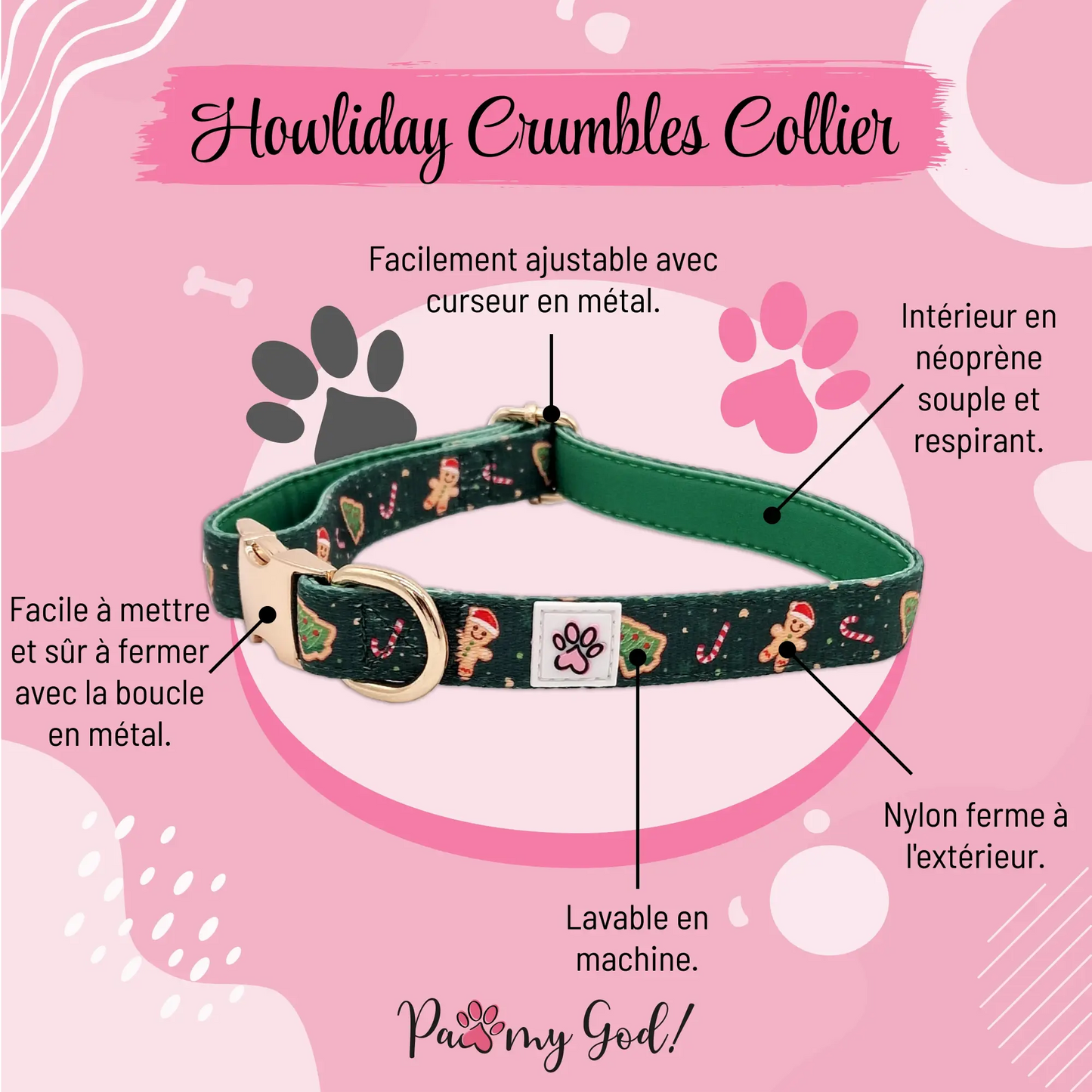 Howliday Crumbles Cloth Collar Features