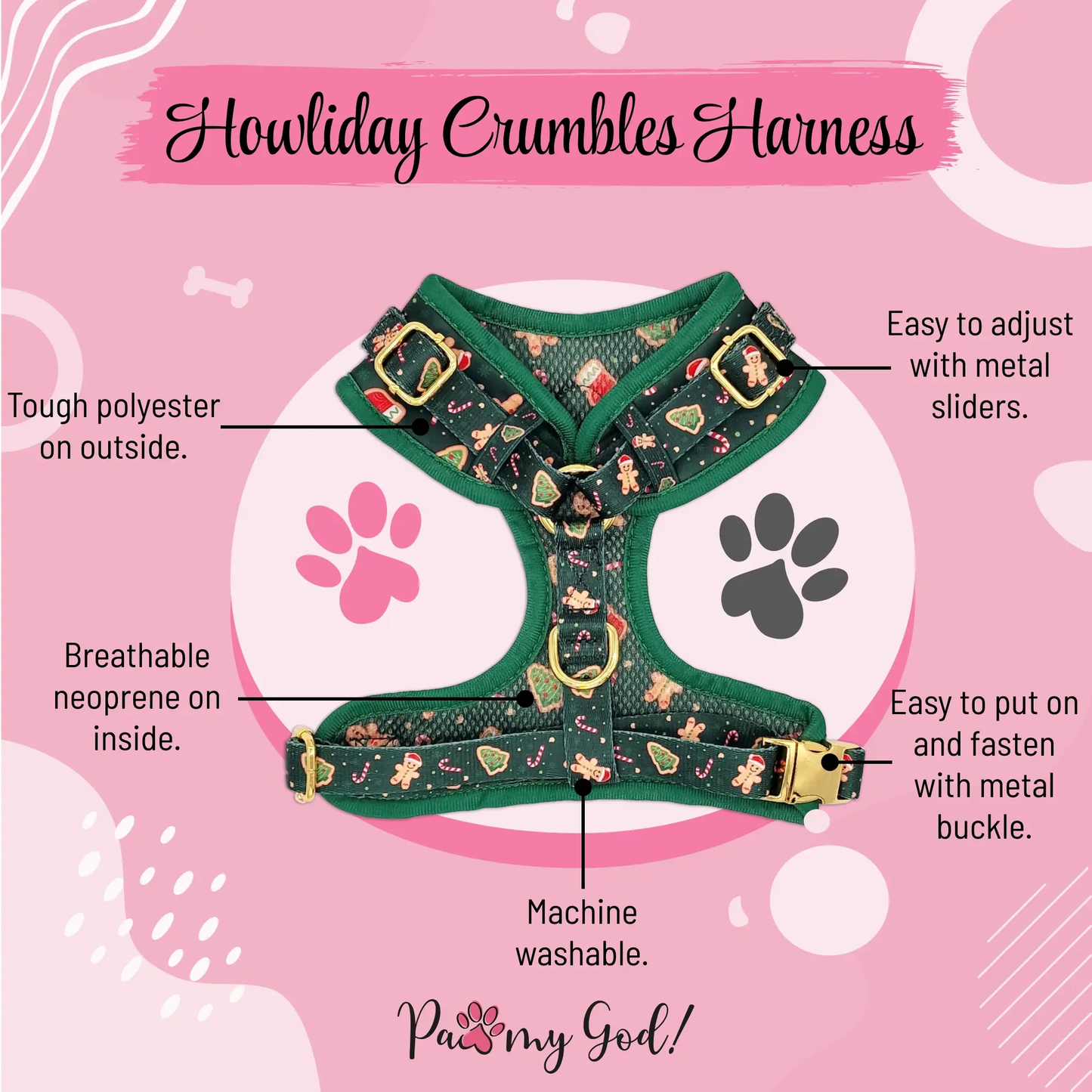 Howliday Crumbles Harness Features