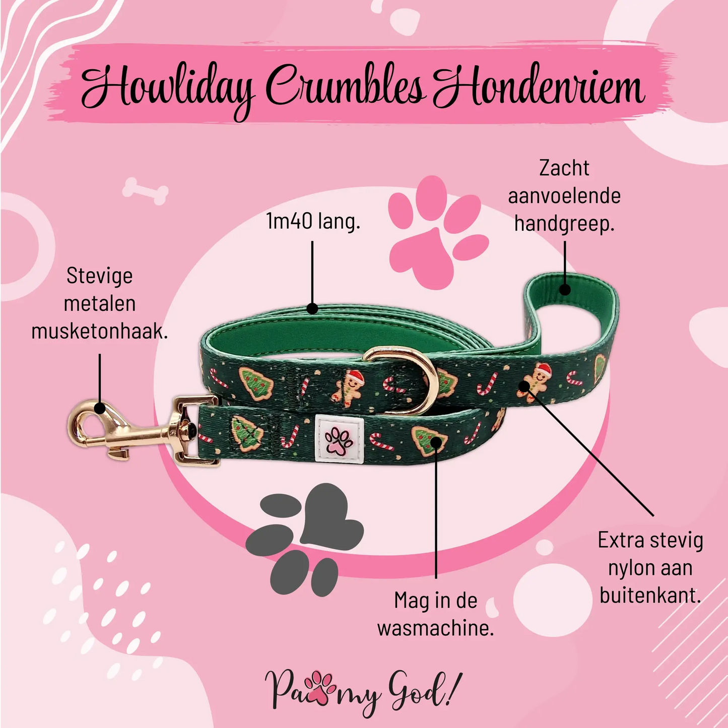 Howliday Crumbles Cloth Leash Features