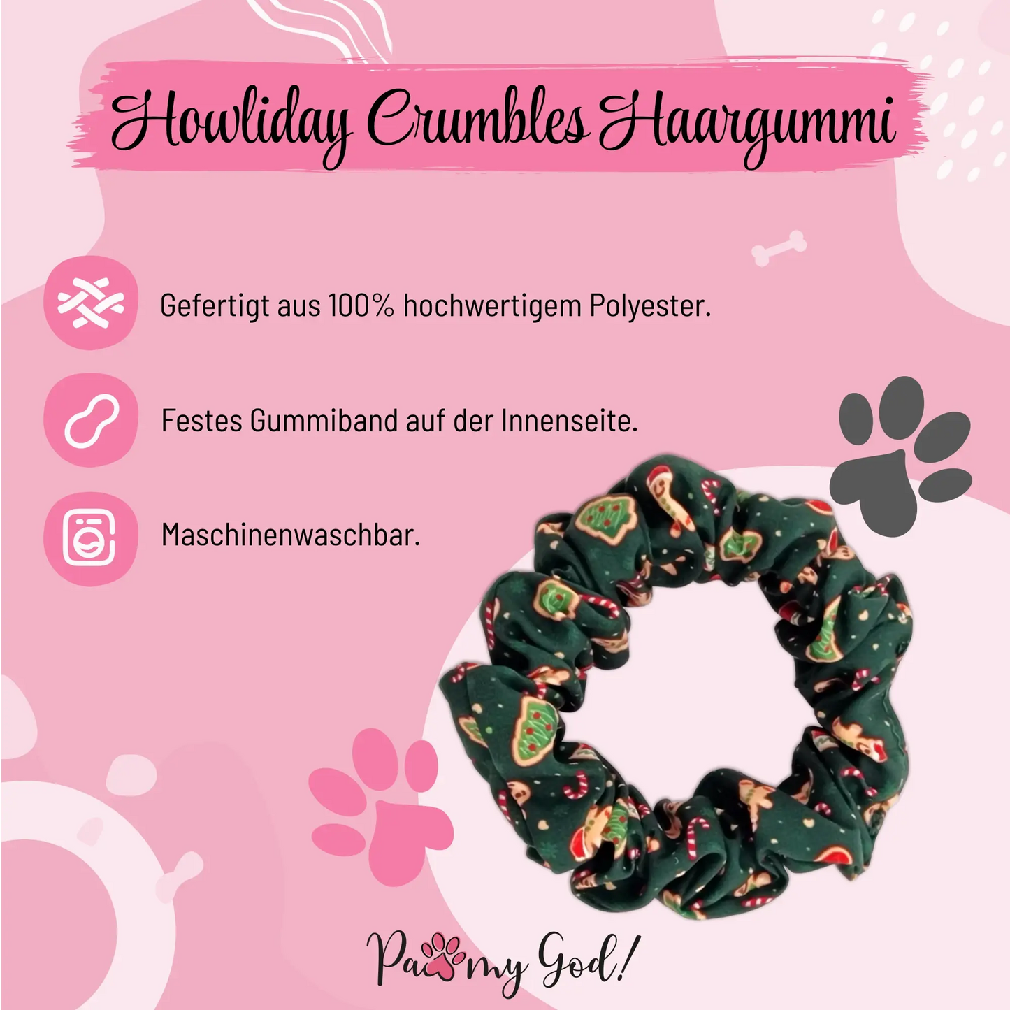 Howliday Crumbles Scrunchie Features