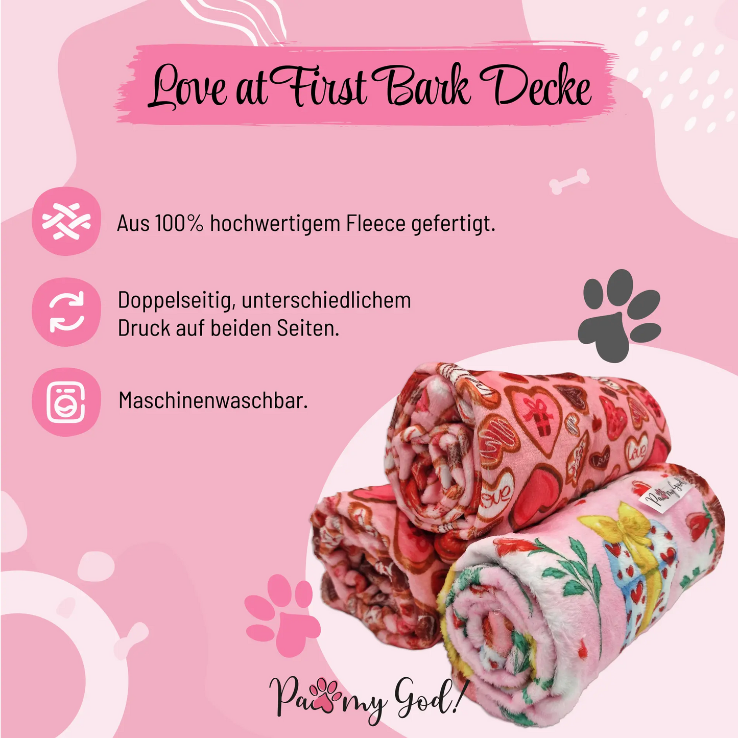 Love at First Bark Blanket Features