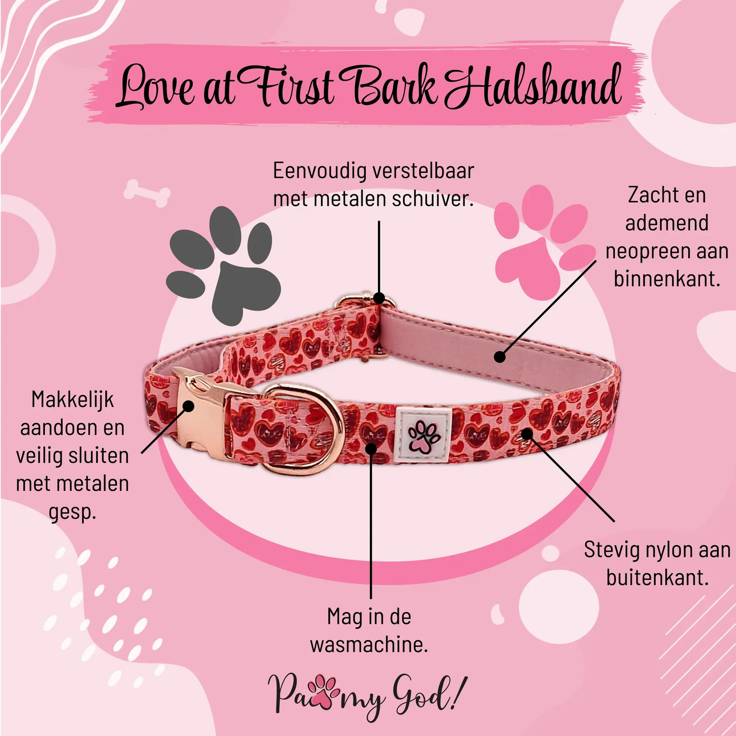 Love at First Bark Cloth Collar Features