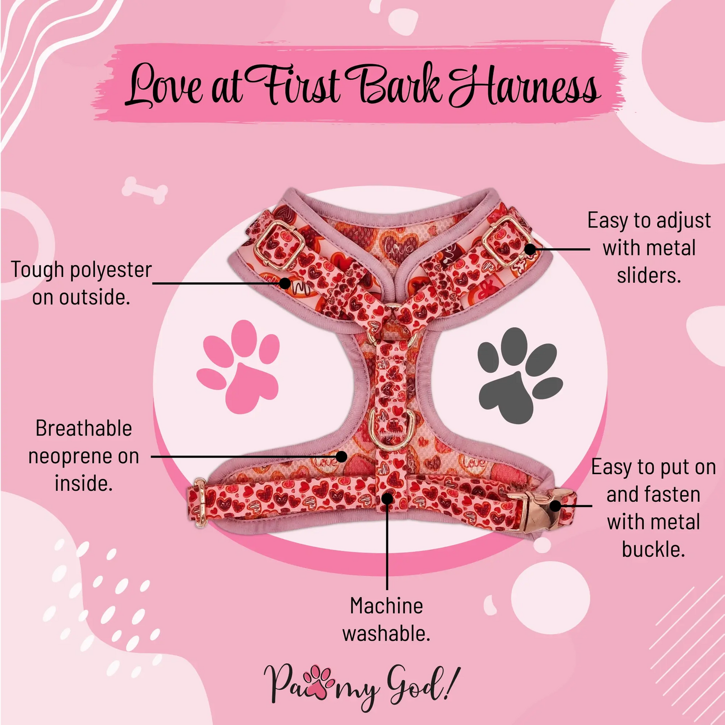 Love at First Bark Harness Features