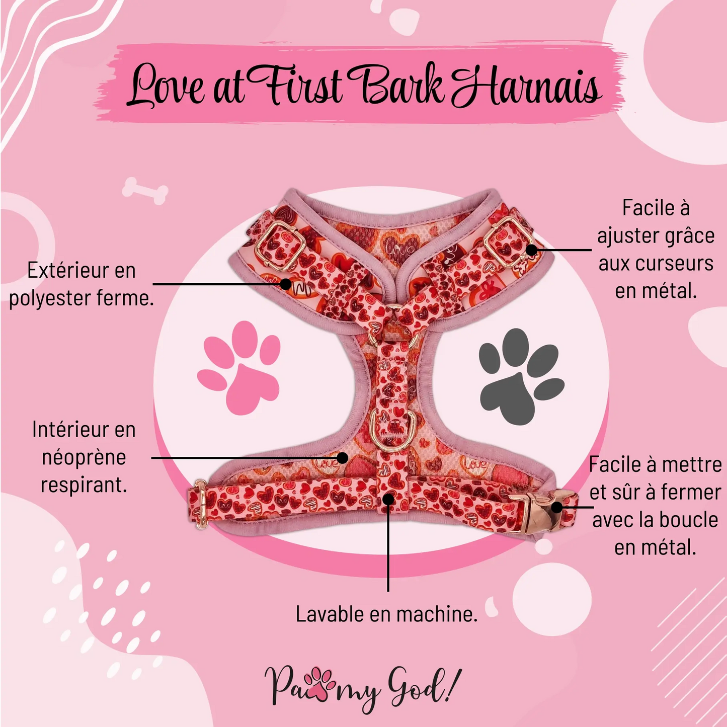 Love at First Bark Harness Features