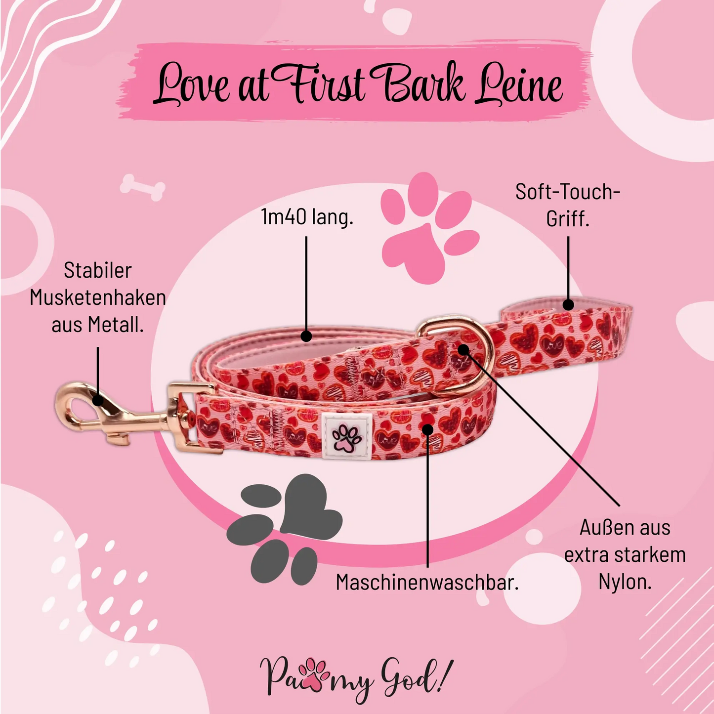 Love at First Bark Cloth Leash Features