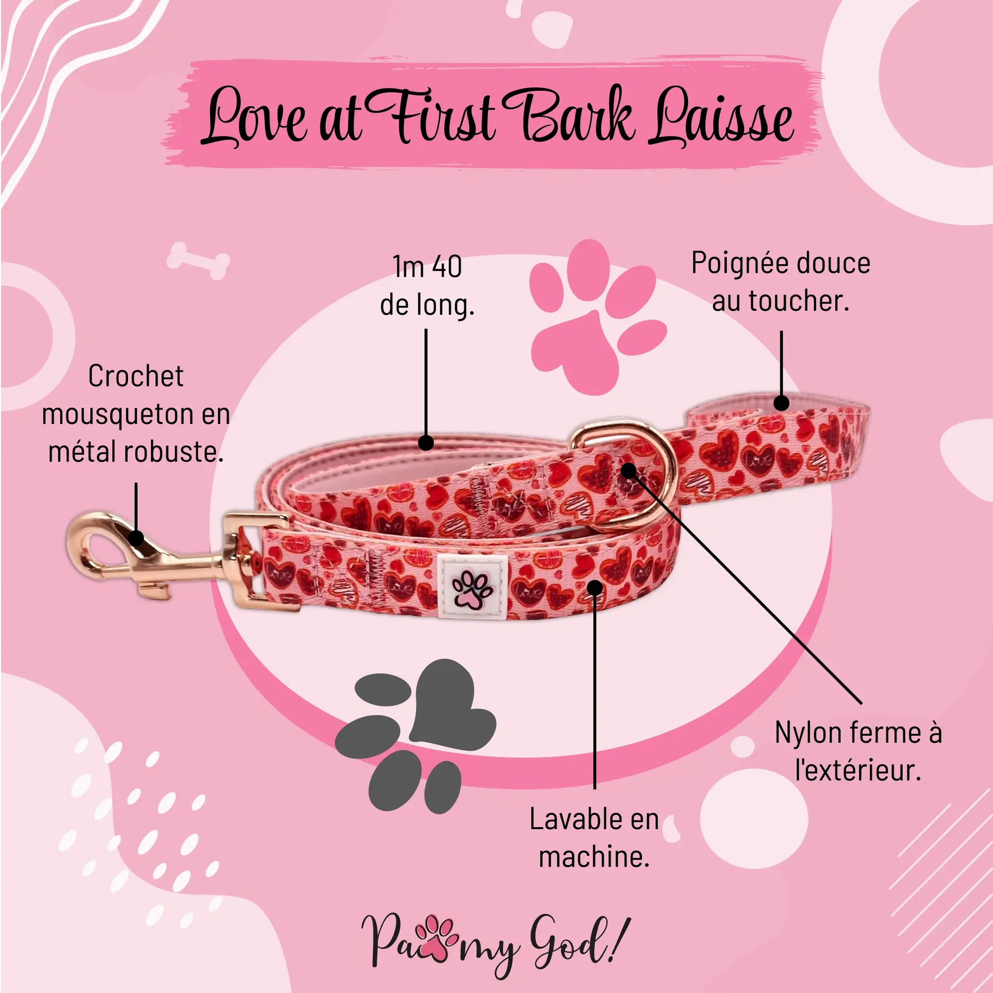 Love at First Bark Cloth Leash Features