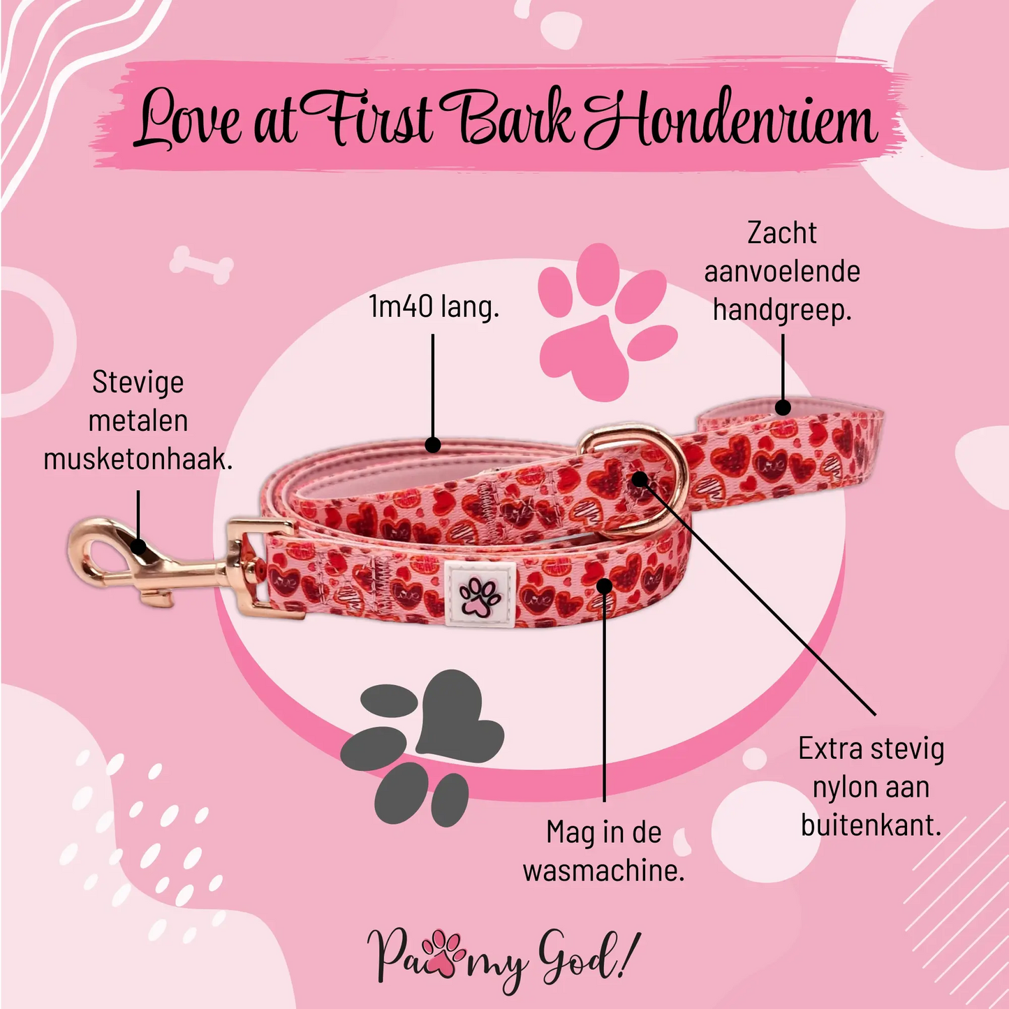 Love at First Bark Cloth Leash Features