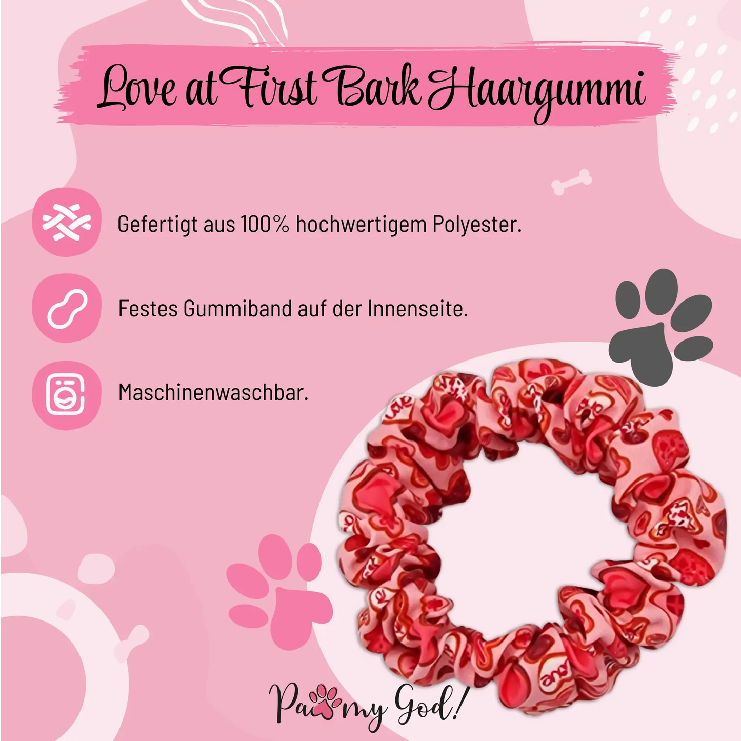 Love at First Bark Scrunchie Features