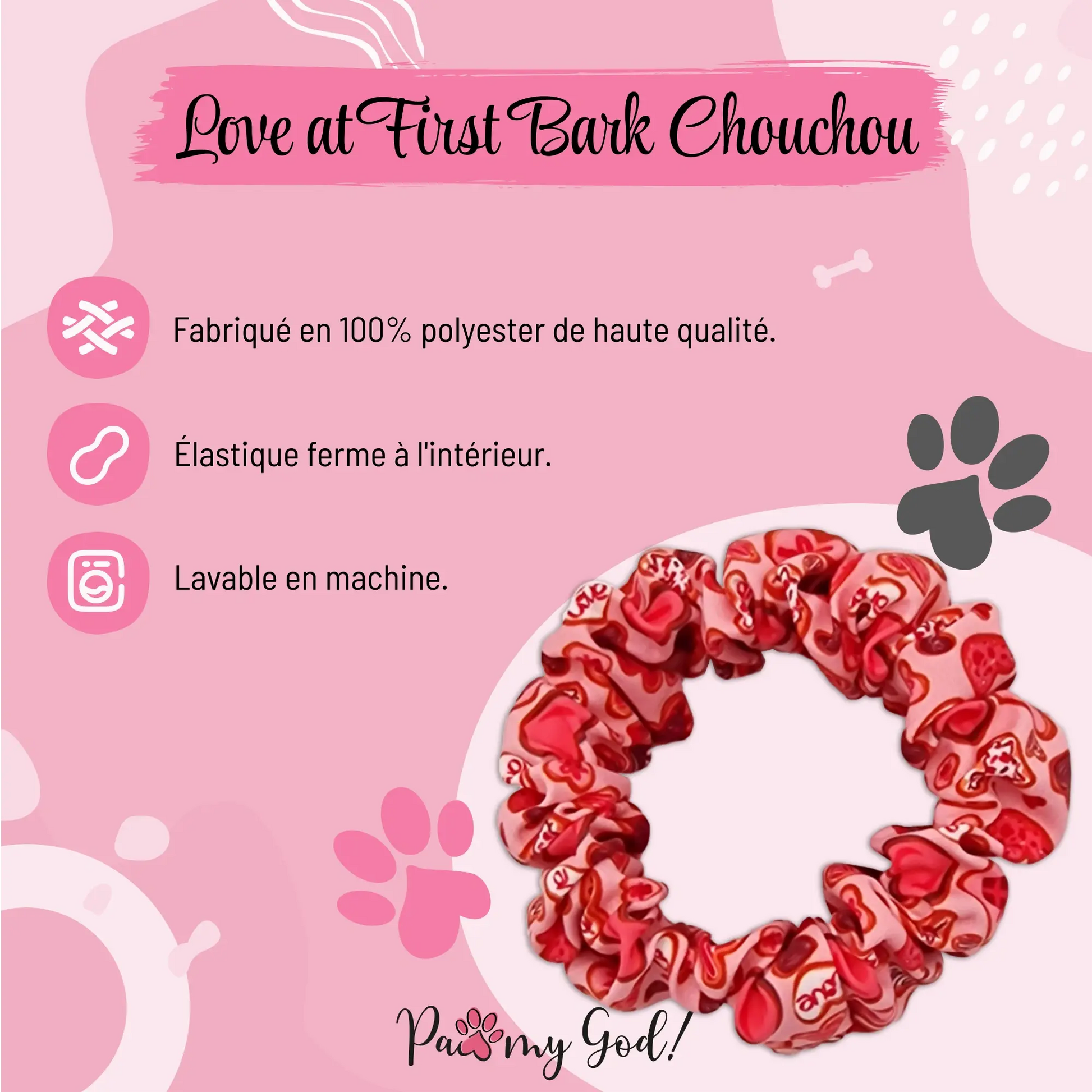 Love at First Bark Scrunchie Features
