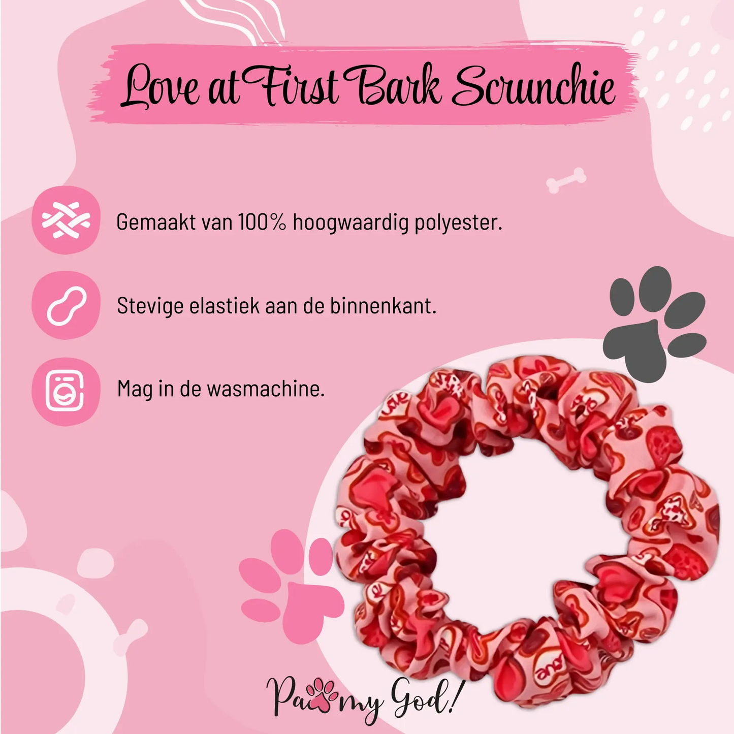 Love at First Bark Scrunchie Features