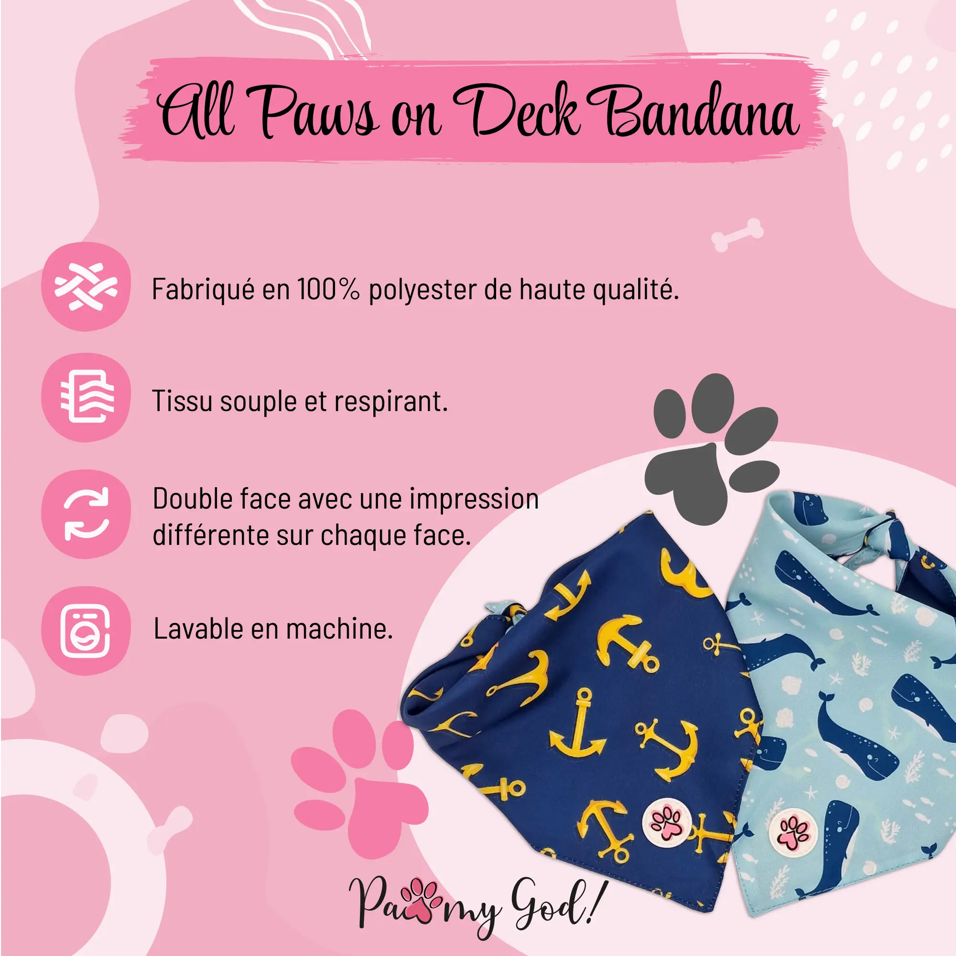 All Paws on Deck Bandana Features