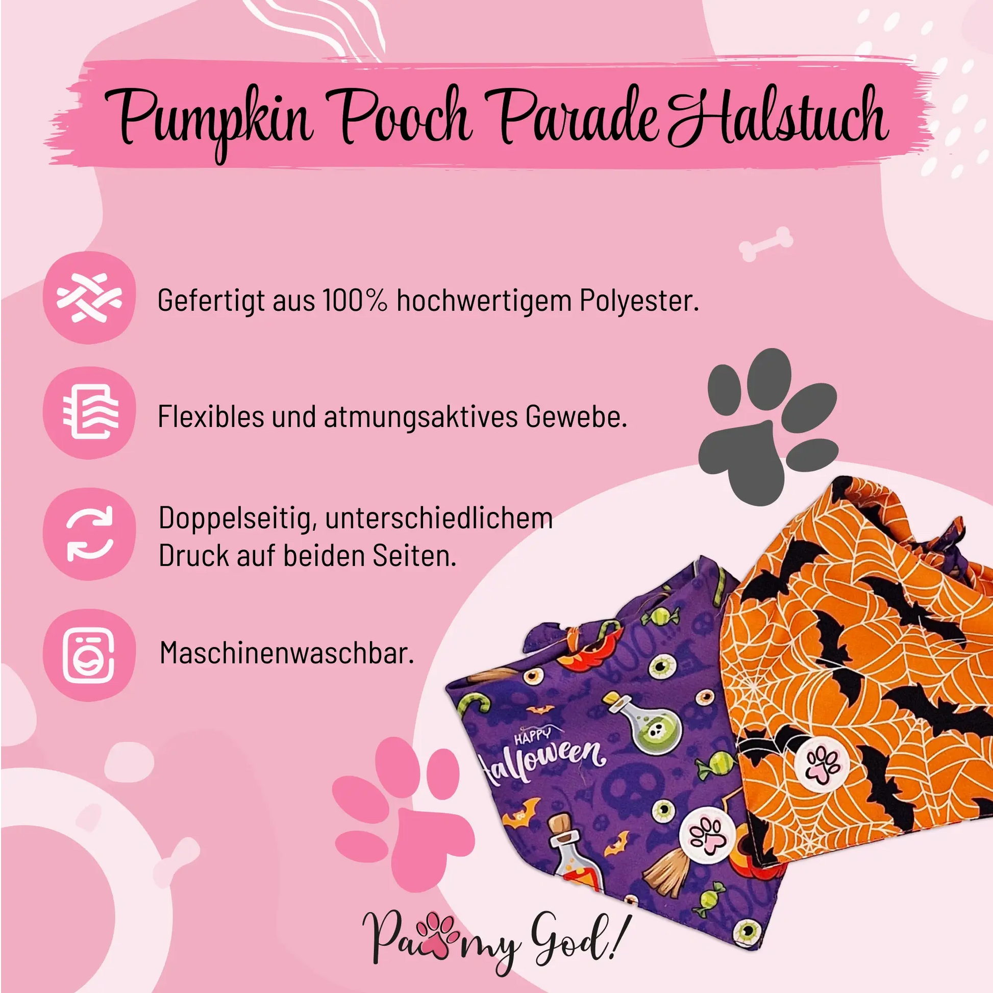 Pumpkin Pooch Parade Bandana Features