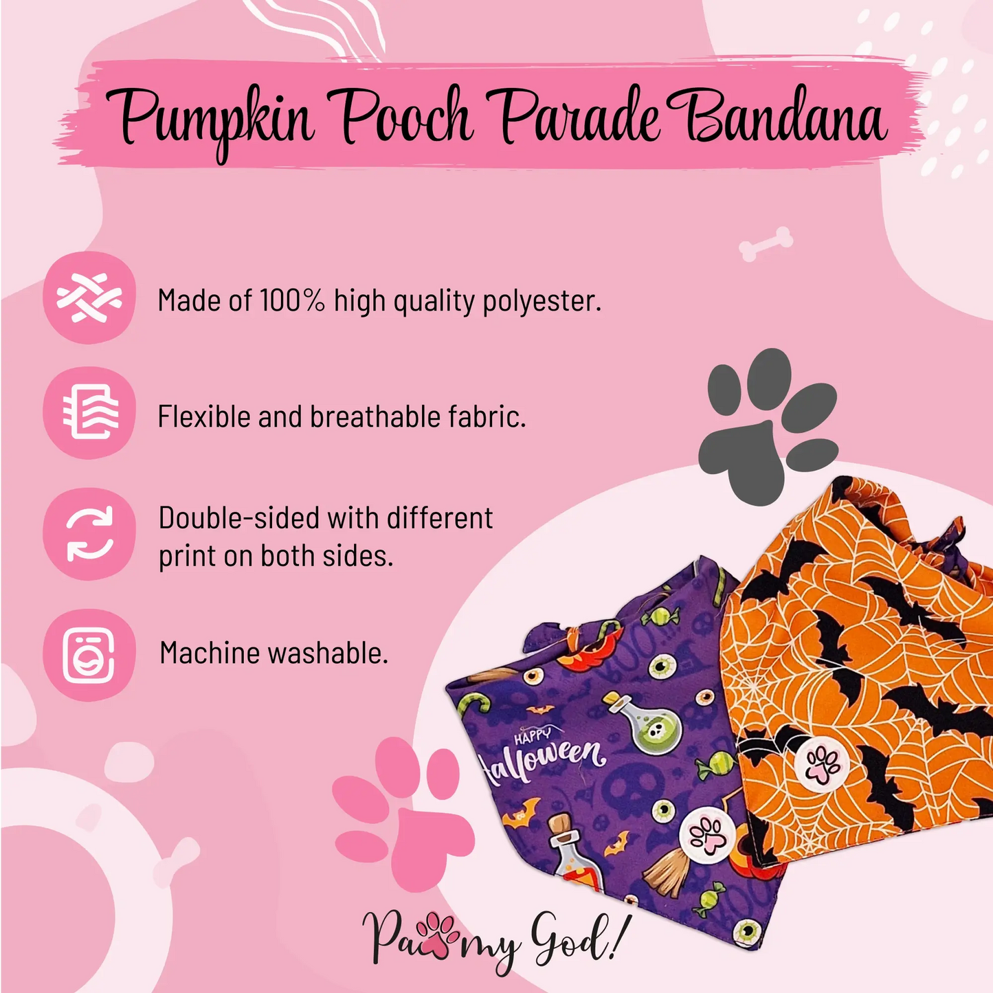 Pumpkin Pooch Parade Bandana Features