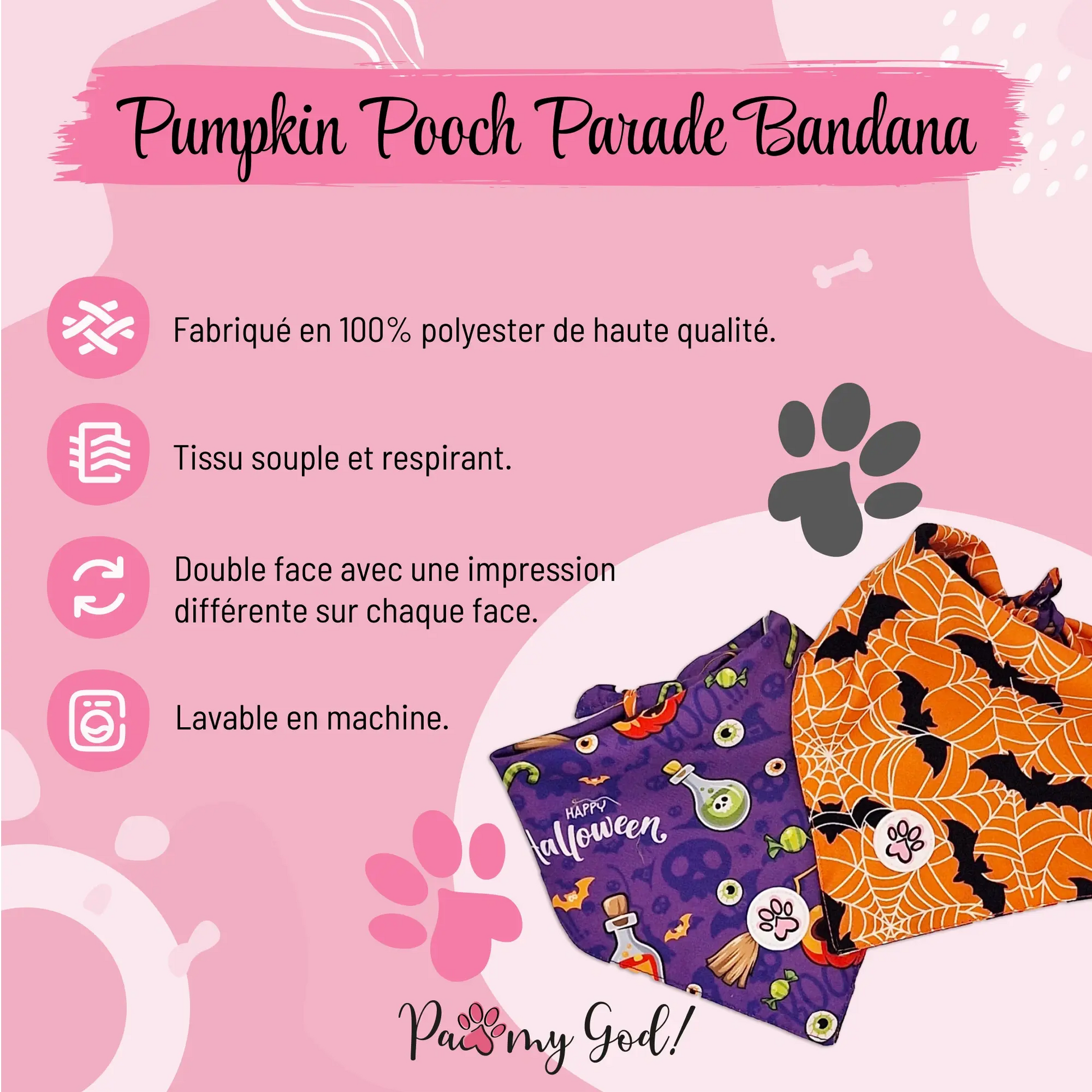 Pumpkin Pooch Parade Bandana Features