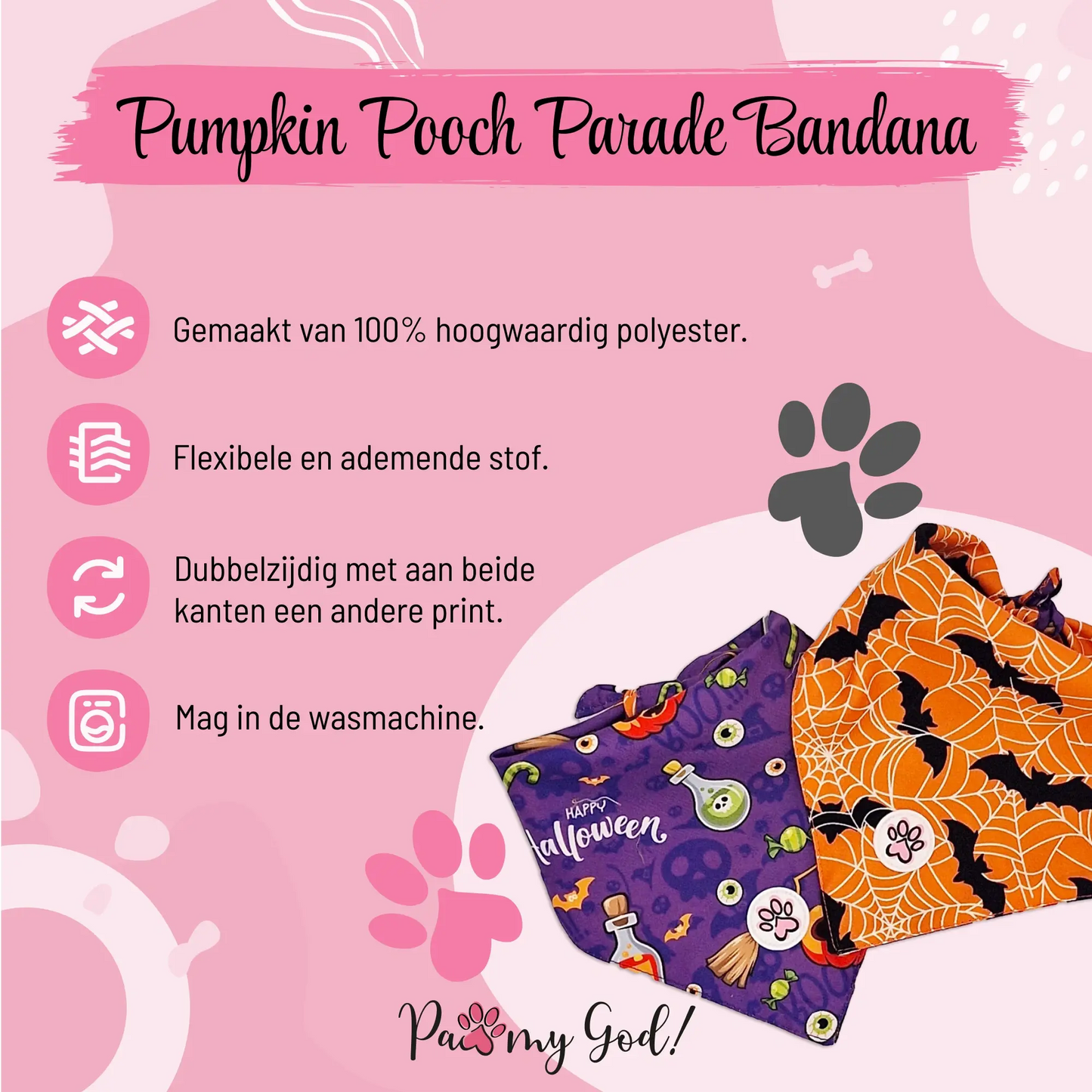 Pumpkin Pooch Parade Bandana Features