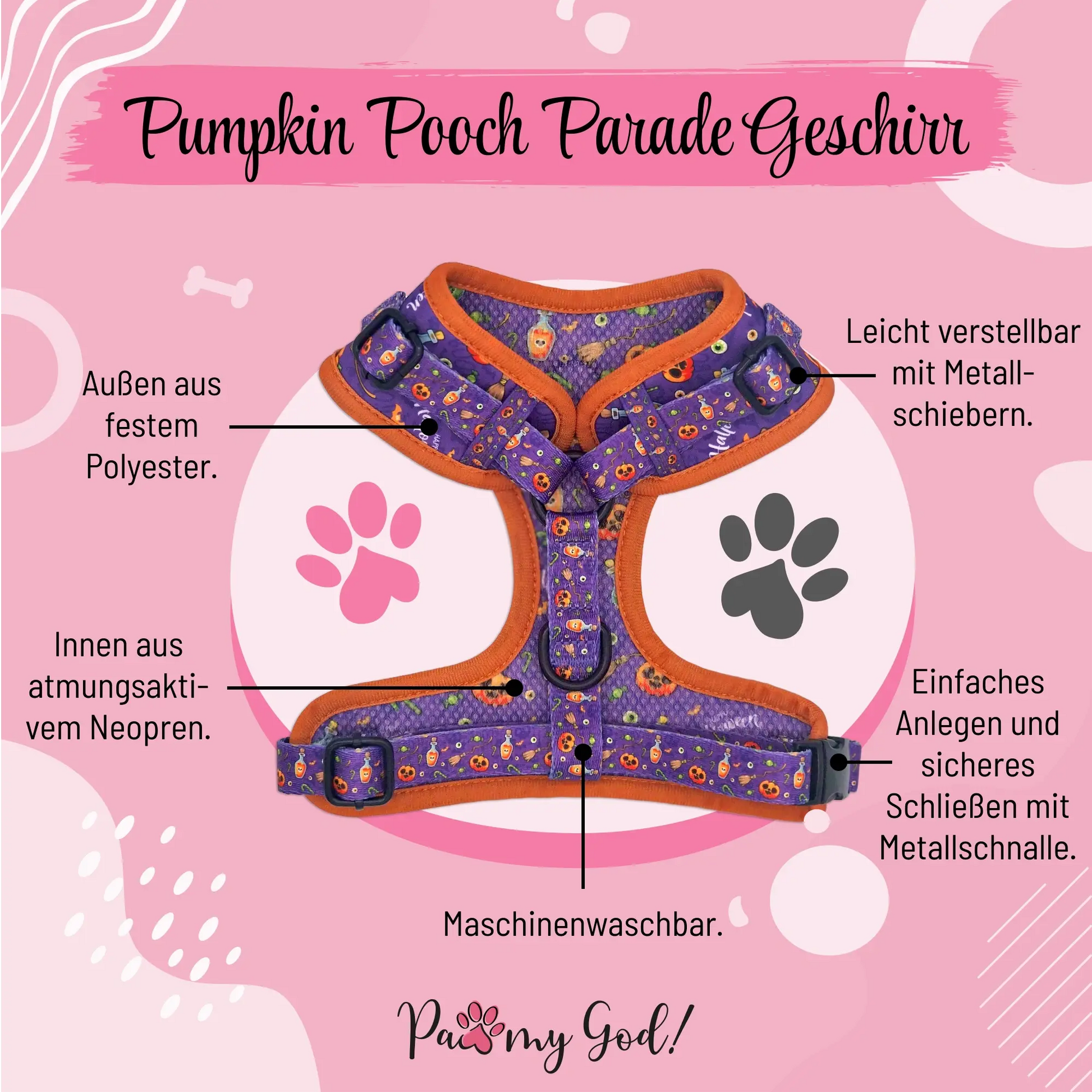 Pumpkin Pooch Parade Harness Features