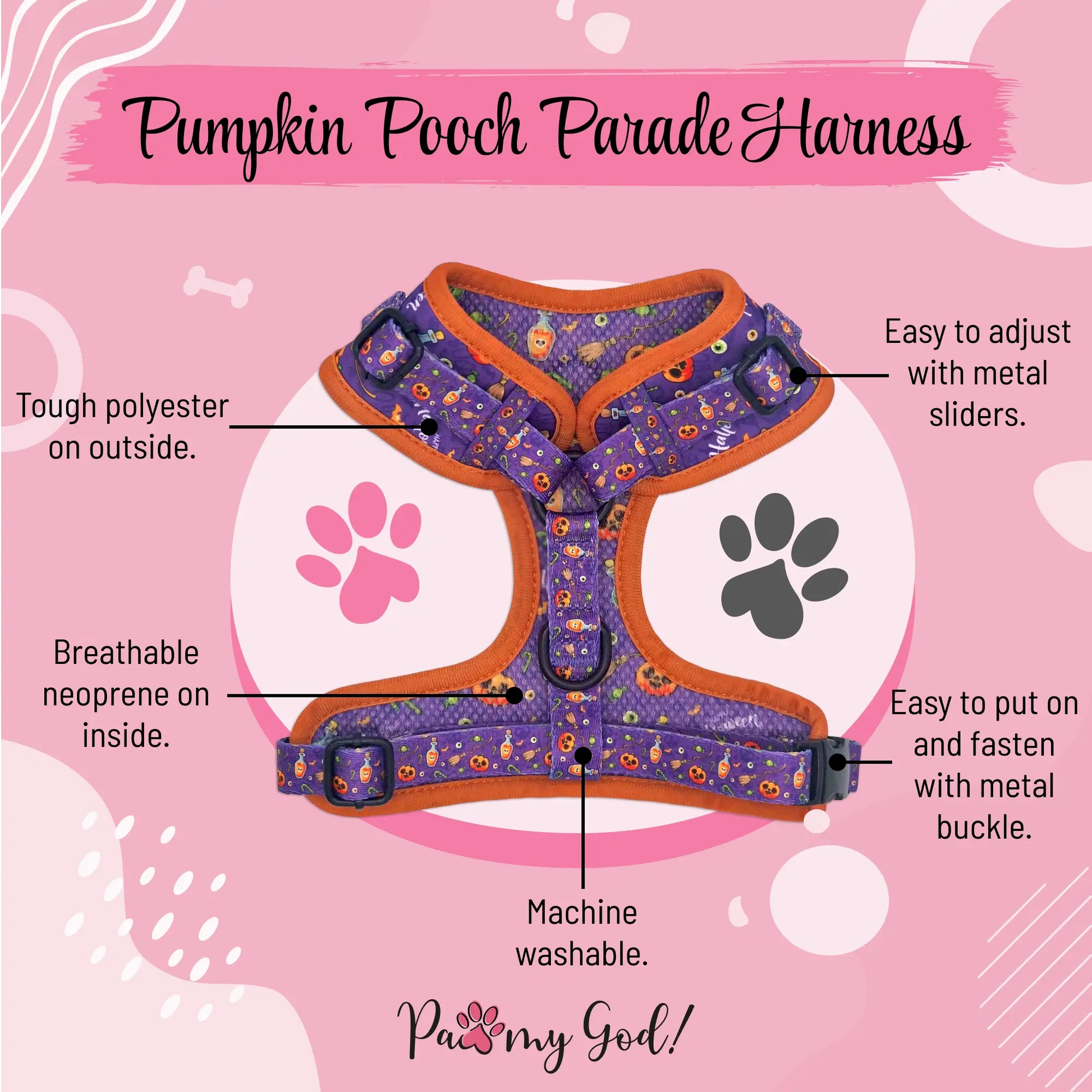 Pumpkin Pooch Parade Harness Features