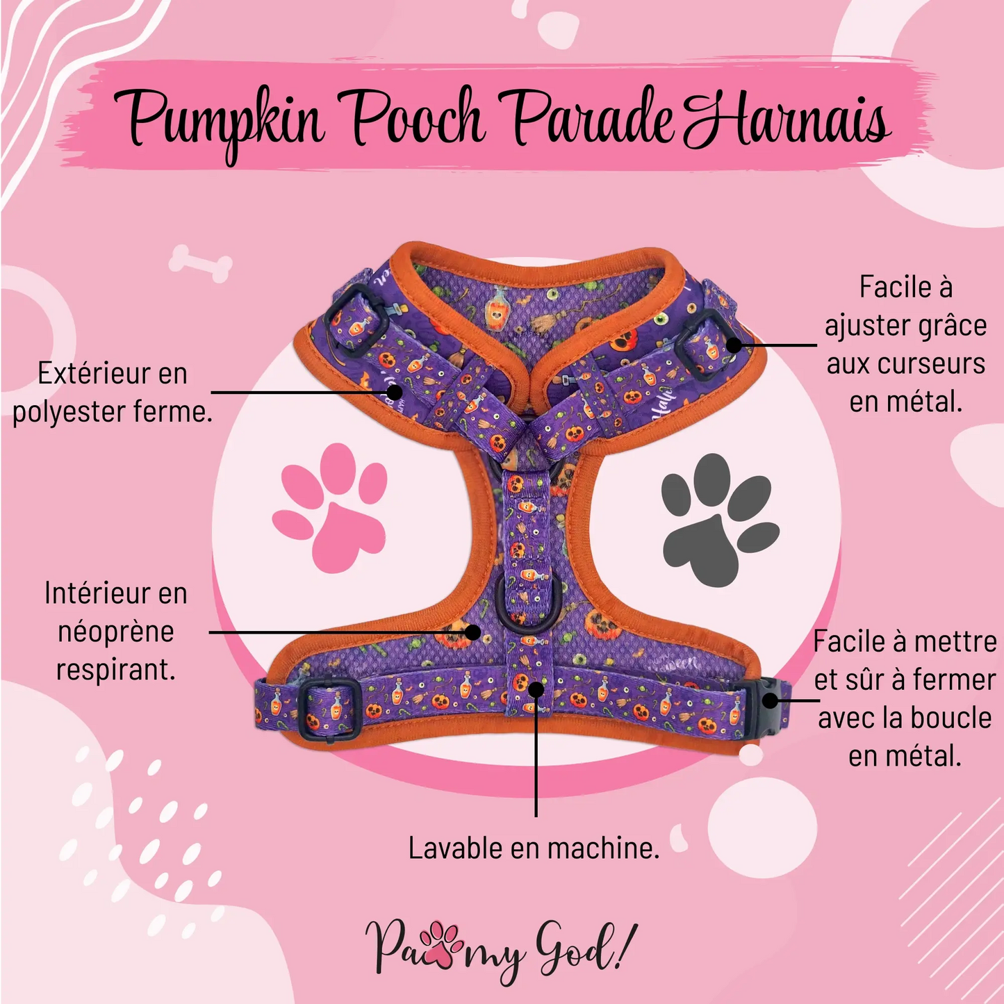 Pumpkin Pooch Parade Harness Features