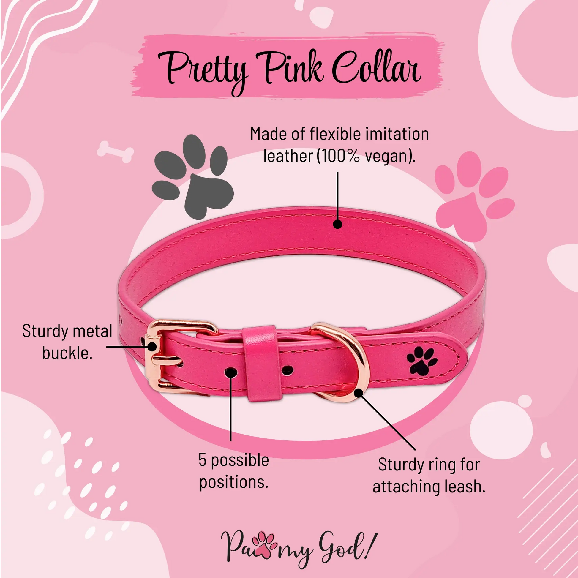 Pink Leather Dog Collar - Pink Leather Collar For Dogs Pink Leather Dog Collar - Pink Leather Collar For Dogs