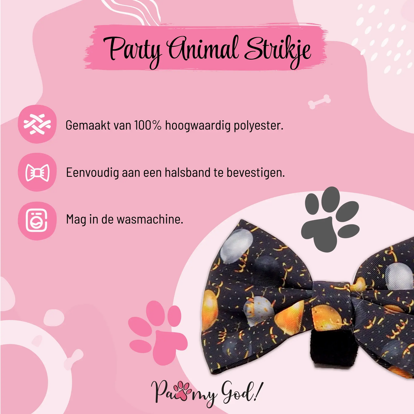 Party Animal Bow Tie Features