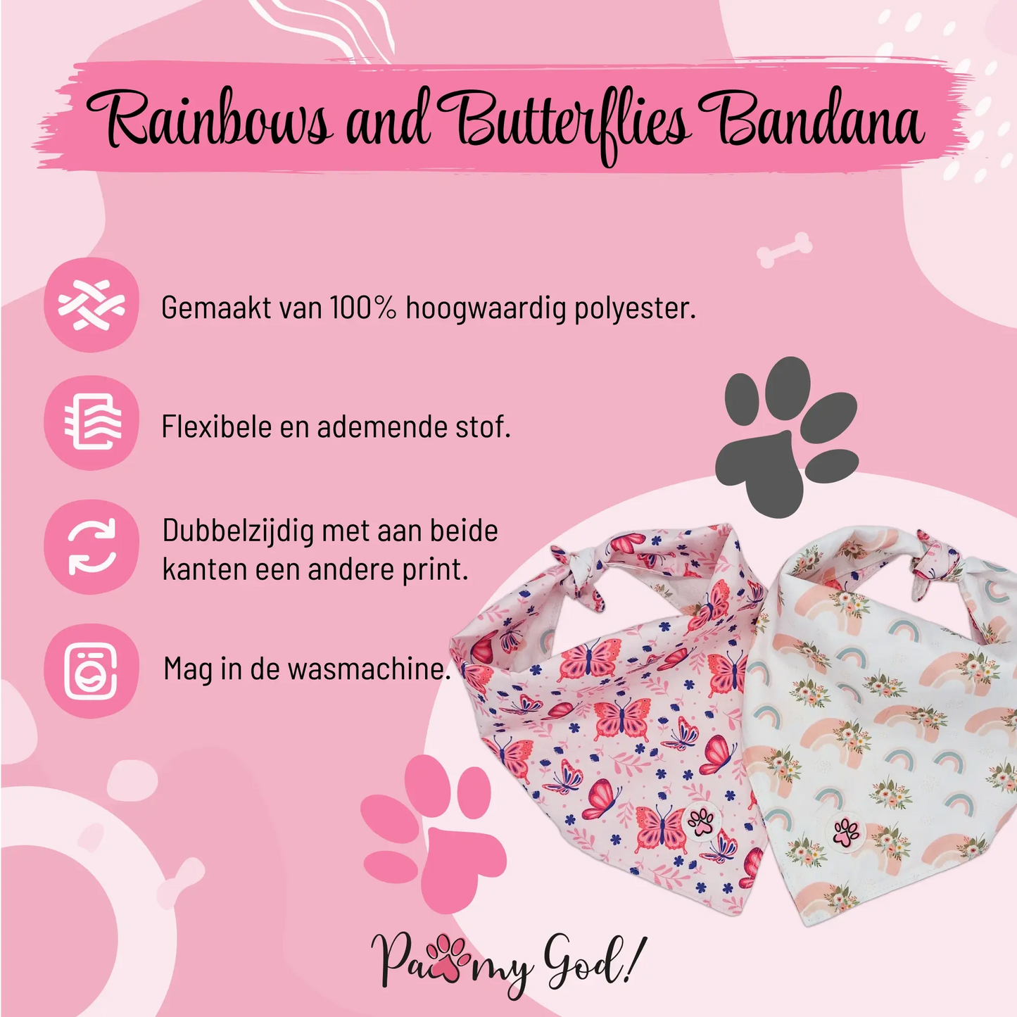 Rainbows and Butterflies Bandana Features