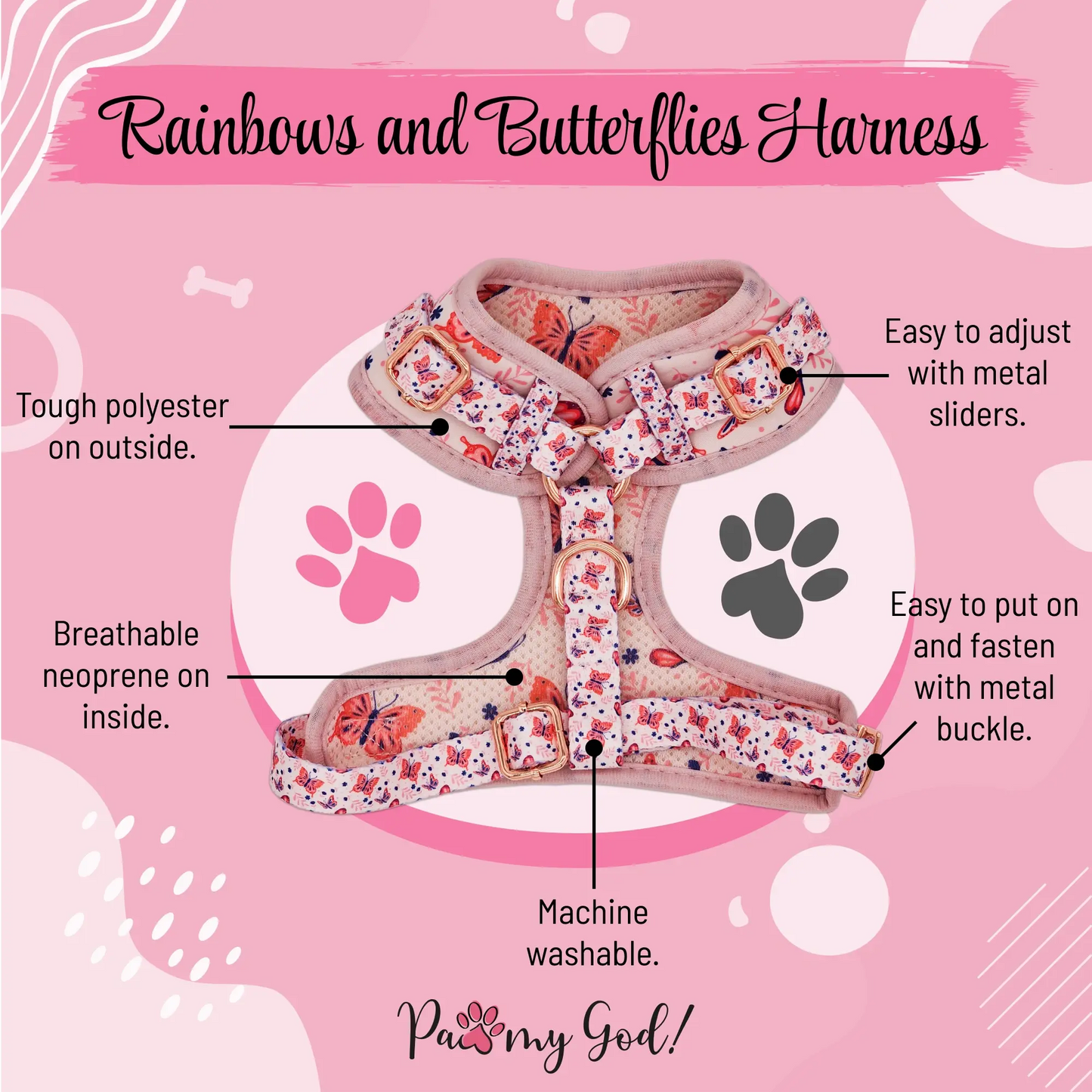 Rainbows and Butterflies Harness Features