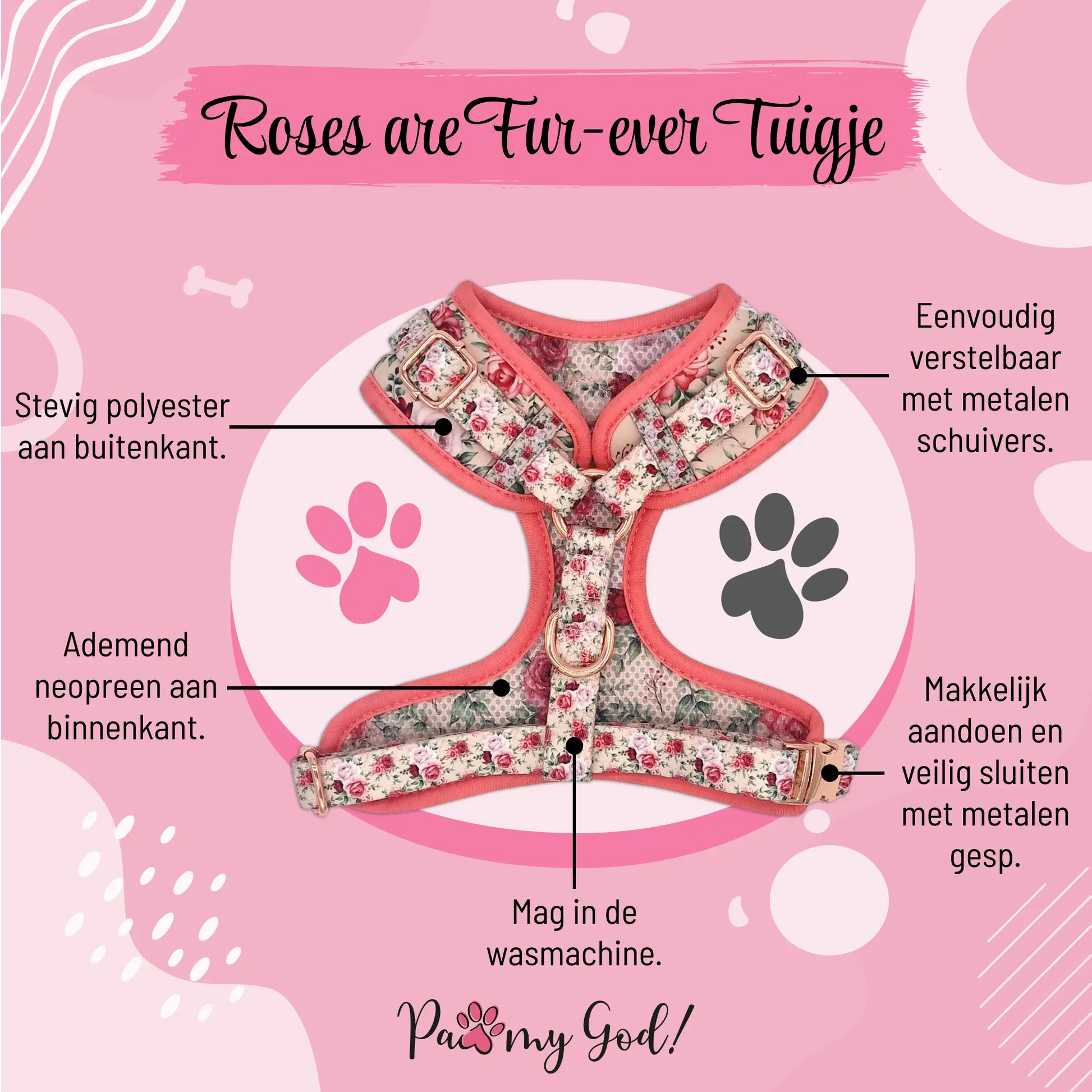 Roses are Fur-ever Harness Features