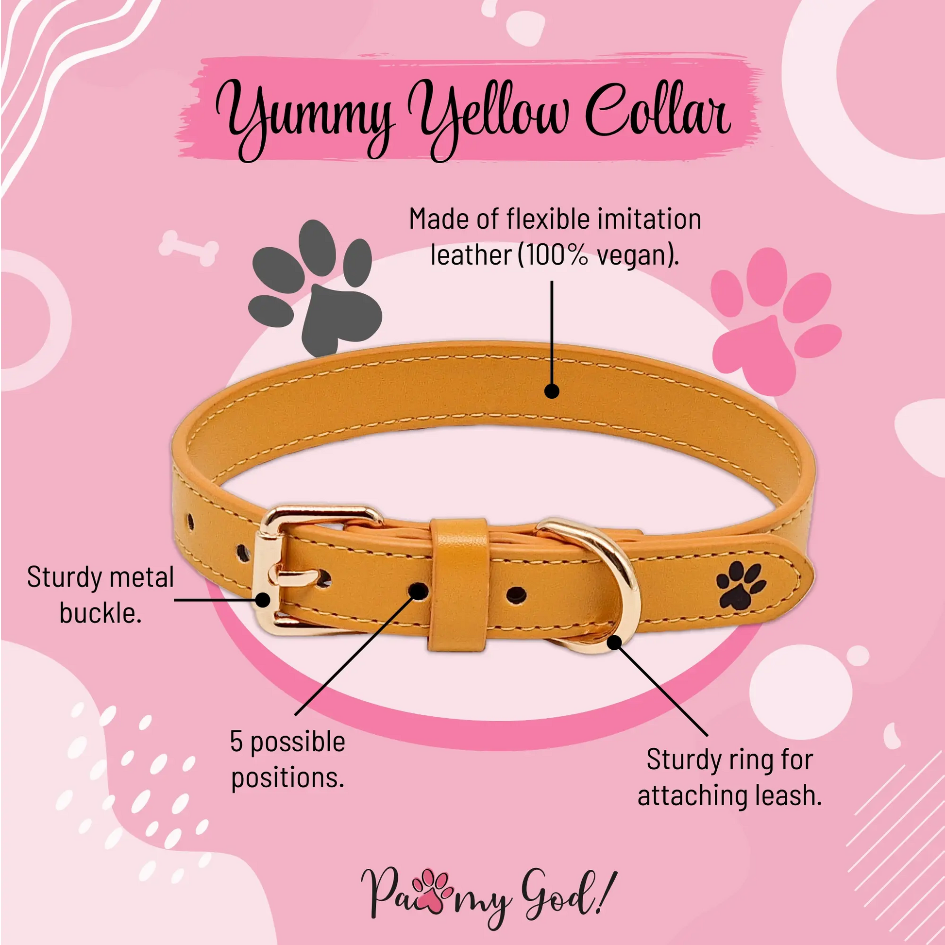 Yummy Yellow Leather Collar Features