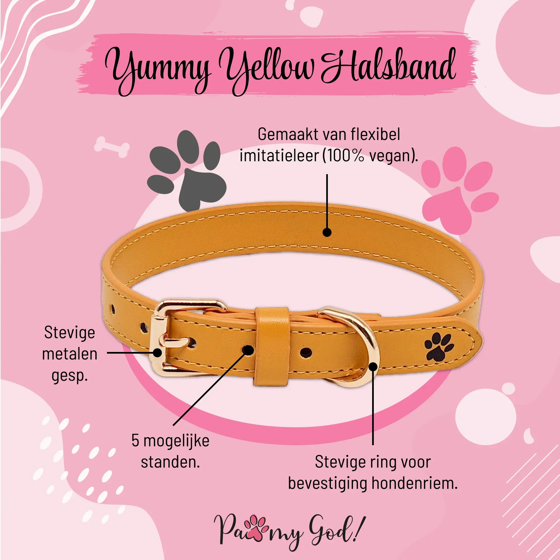 Yummy Yellow Leather Collar Features