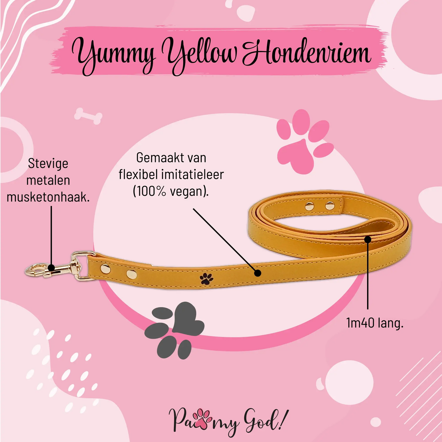 Yummy Yellow Leather Leash Features